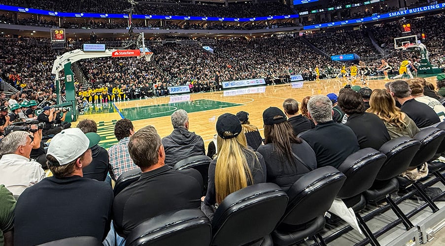 Courtside seats at NBA game